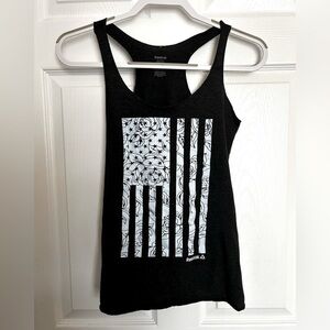 💫3 for $15/🌟5 for $20 Reebok Tank Top American Flag Floral Black Women’s small